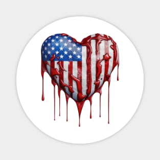 American Flag Dripping Heart #2 Magnet